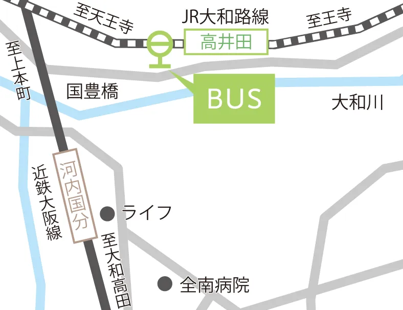 「高井田」駅前