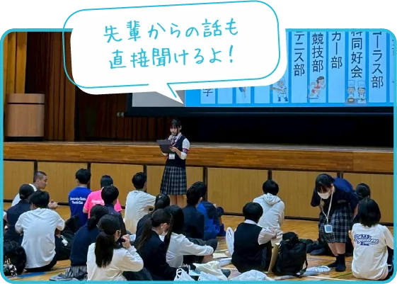 先輩からの話も直接聞けるよ！